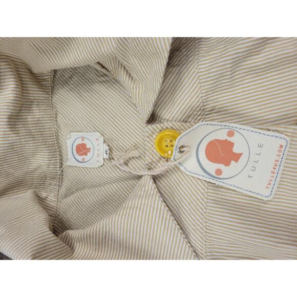 Anthropologie Tulle NWT Jacket Crop M Seersucker Yellow White 3/4 Sleeve Stripes - Picture 2 of 6